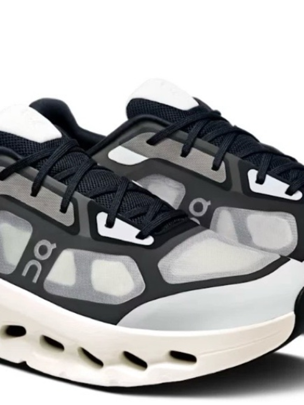 On Running Men’s Lightweight Athletic Sneakers - Black/White - Picture 2 of 8